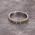 Two-tone silver and gold stainless steel watch-link bracelet with a brushed metal finish - Gold & Silver