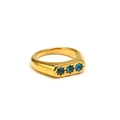 Anello minimalista in titanio placcato oro 18k con tre zirconi blu tondi incastonati - Placcato Oro Zirconia Blu