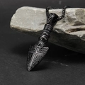 Macro shot of Viking cross spear pendant in black steel on natural stone background - Black Color Pendant Only (Without Chain)