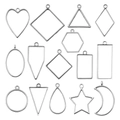 Set de 14 marcos geométricos plateados con corazones y estrellas para joyería DIY resina - Juego de Biseles Geométricos (SN1129) / Blanco K/Plata