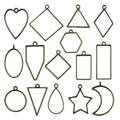 Set de 13 marcos geométricos de bronce para joyas de resina DIY con formas de corazón y estrella - Juego de Biseles Geométricos (SN1130) / Bronce