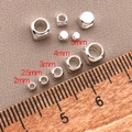 Macro de perles d'espacement carrées argentées en cinq tailles de 2 mm à 5 mm pour DIY - Petite Perle Carrée Arrondie (Trou 2mm 1.4mm) / Argent épais