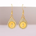 Elegant gold teardrop earrings with sparkling crystals and custom letter J design - Alphabet J Earrings (E1671-5)