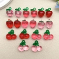 Transparent resin fruit pendants shaped as cherries, strawberries and apples for DIY crafts - Mixed Fruit Set (SN1120)