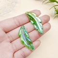 Pair of gradient green maple leaf pendants with AB coating for DIY jewelry making - AB Iridescent Feather Leaf (40x14mm)