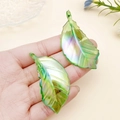 AB coated green acrylic maple leaf charm with iridescent finish for DIY jewelry - AB Iridescent Large Leaf (54x29mm)