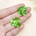 Green acrylic maple leaf pendant with AB coating and pre-drilled hole for DIY jewelry - AB Colorful Dark Green Maple Leaf (24x23mm)