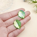 Iridescent emerald green acrylic maple leaf pendant charms with top drill holes - AB Iridescent Tea Leaf (24x17mm)