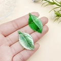 Green and pearlescent acrylic leaf pendants for DIY handmade jewelry crafting - AB Iridescent Withered Leaf (35x19mm)