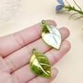 Green acrylic maple leaf pendant with AB coating and top hole for DIY jewelry making - AB Iridescent Rose Leaf (31x18mm)