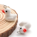 Cute white resin duck pendants with silver rings for DIY jewelry making accessories - 17x19mm / White