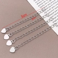 Lot de quatre chaînes d'extension cœur en argent sterling 925 de 5cm avec finition polie - Coeur Poli - Platine (T756)