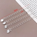 Lot de 4 chaînes d'extension argentées 925 de 5cm avec breloques cœur pour bijoux - Coeur Gravé - Argent (T307)