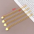 Lot de 4 chaînes d'extension de 5cm dorées avec breloques cœur pour bijoux DIY - Coeur Gravé - Or 18K (T308)