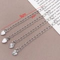Chaîne d'extension argentée 925 de 5cm avec pendentif cœur pour collier et bracelet DIY - Coeur Gravé - Platine (T757)