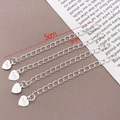 Chaînes d'extension de 5cm en argent sterling S925 avec pendentifs cœur et poinçon - Coeur Estampé 925 - Argent (T309)