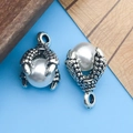 Silver dragon claw pendant featuring a white imitation pearl for DIY jewelry making - Dragon Claw with White Pearl Style (10784)