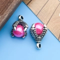 Vintage silver eagle claw pendant with pink pearl detail and metal hanging loop - Dragon Claw with Pink Pearl Style (10785)
