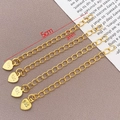 Chaîne d'extension dorée 5cm avec pendentif cœur et gravure 925 pour bijoux DIY - Coeur Estampé 925 - Or 18K (T310)