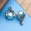 Dragon claw pendant in silver finish holding a light blue pearl for DIY jewelry making - Dragon Claw with Lake Blue Pearl Style (10786)