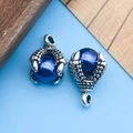 Silver dragon claw pendant with dark blue pearl, two pieces set for DIY jewelry - Dragon Claw with Royal Blue Pearl Style (14296)