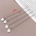Lot de quatre chaînes d'extension de 5cm en argent S925 avec pendentifs cœur et poinçon 925 - Coeur Estampé 925 - Platine (T758)