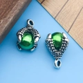 Silver dragon claw pendant with emerald green bead for DIY jewelry making - Dragon Claw with Green Pearl Style (14297)