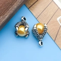 Antique silver dragon claw pendant with golden pearl bead for DIY necklace and jewelry making - Dragon Claw with Yellow Pearl Style (14299)