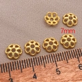 6-piece 7mm 18K gold plated hollow flower bead caps for DIY bracelet jewelry making - Six-Petal Flower Style (T350) / 18K Gold