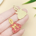 Lucky bag alloy charm with red enamel finish and golden plating for DIY jewelry making - Bowknot Lucky Bag (23037) / 30x20mm