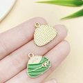 DIY zongzi pendant charms for jewelry making with green enamel and golden alloy - Green Zongzi (23038) / 18x17mm
