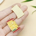 Alloy scroll charm with yellow enamel finish and Dragon Boat Festival theme details - Duanwu Tag (23040) / 30x18mm