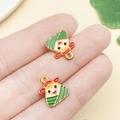 Cartoon rice dumpling charm set with enamel finish and gold ring for DIY craft - Small Double-sided Smiley Zongzi (22228)