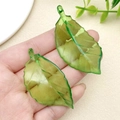 Translucent green acrylic leaf pendants for handmade DIY jewelry crafting and accessories - Light Green Large Leaf Style (21942)