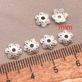 7mm silver-plated hollow flower bead caps for DIY jewelry making and bracelet accessories - Silver
