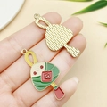 Chinese style Zongzi panda alloy charm with Enamel finish and lucky characters - Lucky Bag Zongzi (23045) / 41x20mm