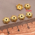 7mm 18K gold plated hollow petal bead caps for DIY jewelry and bracelet making - Six-Petal Flower Style (T356) / 18K Gold
