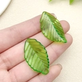 Translucent green acrylic leaf charm with vein details for DIY jewelry making - Light Green Osmanthus Leaf Style (21948)