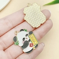 Panda charm with Dragon Boat Festival scroll and textured gold metal back detail - Duanwu Lucky Panda (23047) / 29x25mm