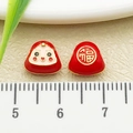 Pendentif Dharma en alliage émaillé rouge et blanc avec caractère de fortune - Moyen (22627)