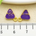 Handmade purple enamel rice dumpling charm with gold trim and smiley face for DIY bracelets - Dragon Boat Festival Triangular Dumpling(22605) / Purple