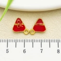 Paar rode emaille driehoekige bedeltjes met goudpatroon voor DIY-sieraden maken - Drakenbootfestival Driehoekige Dumpling(22606) / Rood