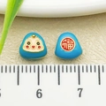Pendentif Zongzi en alliage bleu avec visage mignon et signe Fu pour création bijoux - Petit (22639)