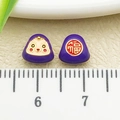 Pendentif triangle violet en forme de riz avec caractère de bénédiction doré et émail - Petit (22640)
