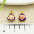 Paarse legering bedeltje met lachend gezicht en Fu-teken voor DIY-armbanden - Zegen Dumpling Baby met Enkele Lus(22619) / Fuchsia