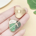 Enamel dragon boat festival charms with windmill scenery in golden alloy finish - Rope Triangle Zongzi (22893)
