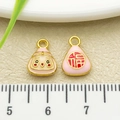 Roze Dharma bedels met geluksteken en lachend gezicht voor DIY handgemaakte armbanden - Zegen Dumpling Baby met Enkele Lus(22621) / Roze