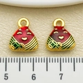Cute cartoon rice dumpling charm with red and green enamel for DIY jewelry making - Single Hanging Zongzi Baby (22612)