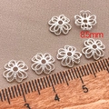Silver flower bead caps 8.5mm hollow floral spacers for DIY jewelry bracelets - Embossed Four-Leaf Style (T359) / Silver