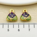DIY cartoon zongzi charm in purple and green enamel with golden smiling face design - Single Hanging Zongzi Baby (22613)